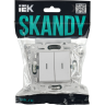 Выключатель 2-клавишный IEK SKANDY SK-V10W проходной с индикацией 10А арктический белый SK-V22-1-10-K01